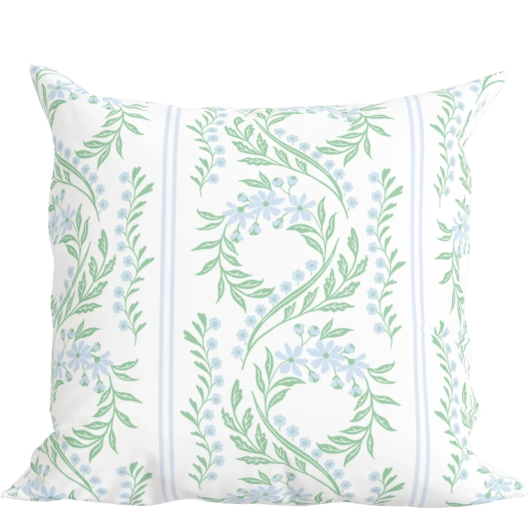 Green Floral Pillow in Bluebonnet - The Mayfair Hall