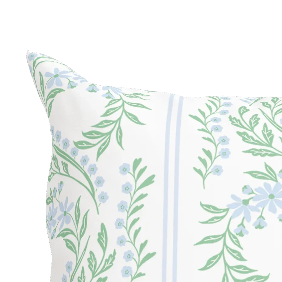 Green Floral Pillow in Bluebonnet - The Mayfair Hall