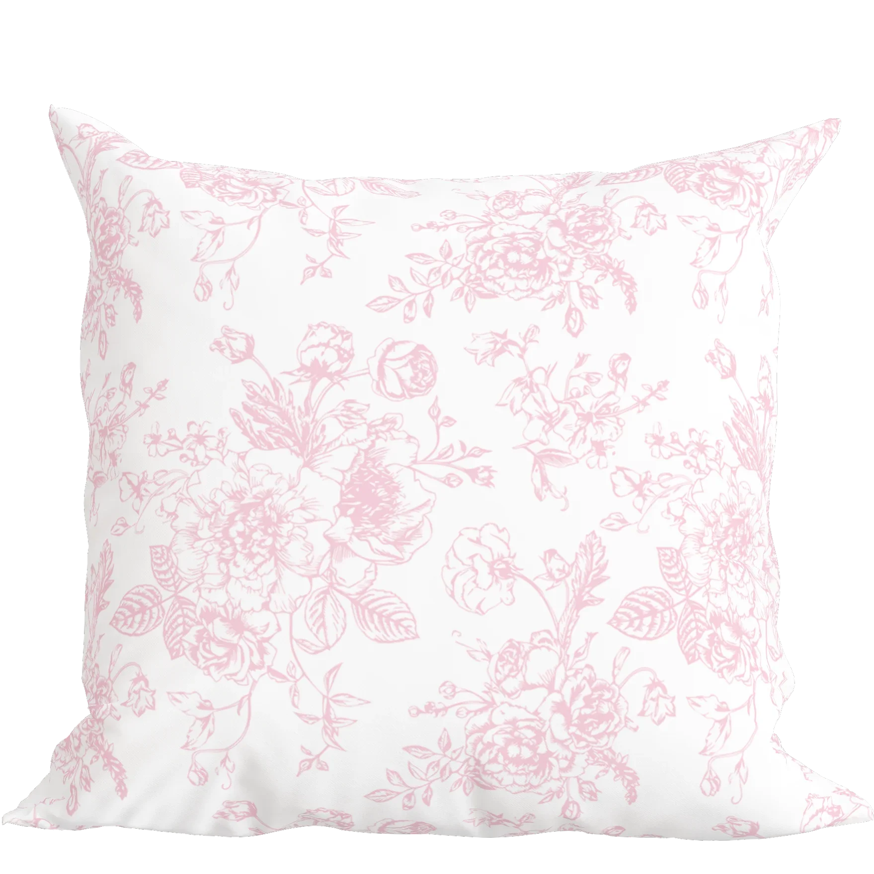 Pink Toile Floral Pillow in Rosecrest - The Mayfair Hall