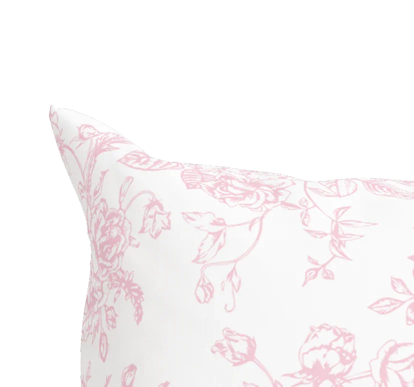 Pink Toile Floral Pillow in Rosecrest - The Mayfair Hall
