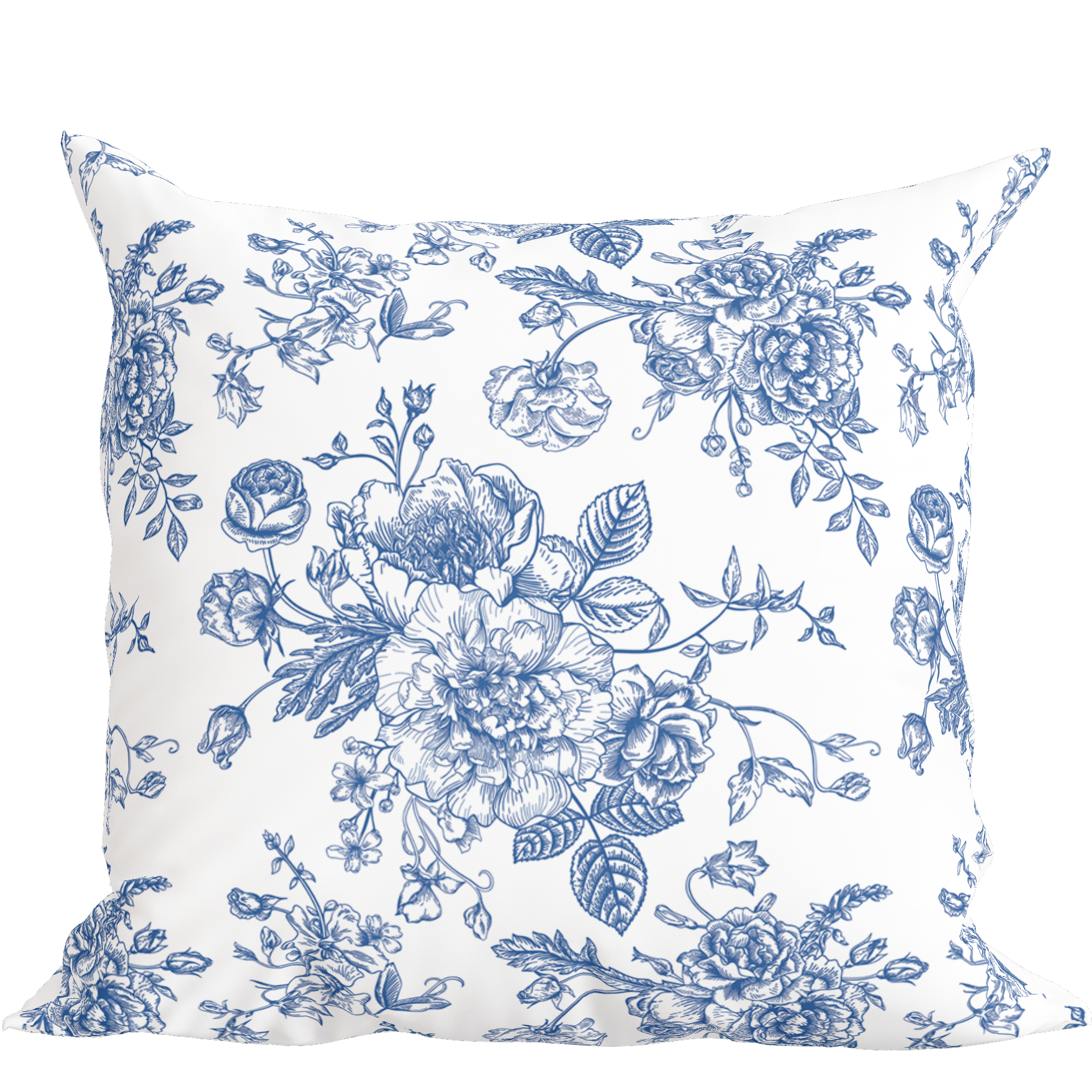 Blue Toile Floral Pillow in Rosecrest