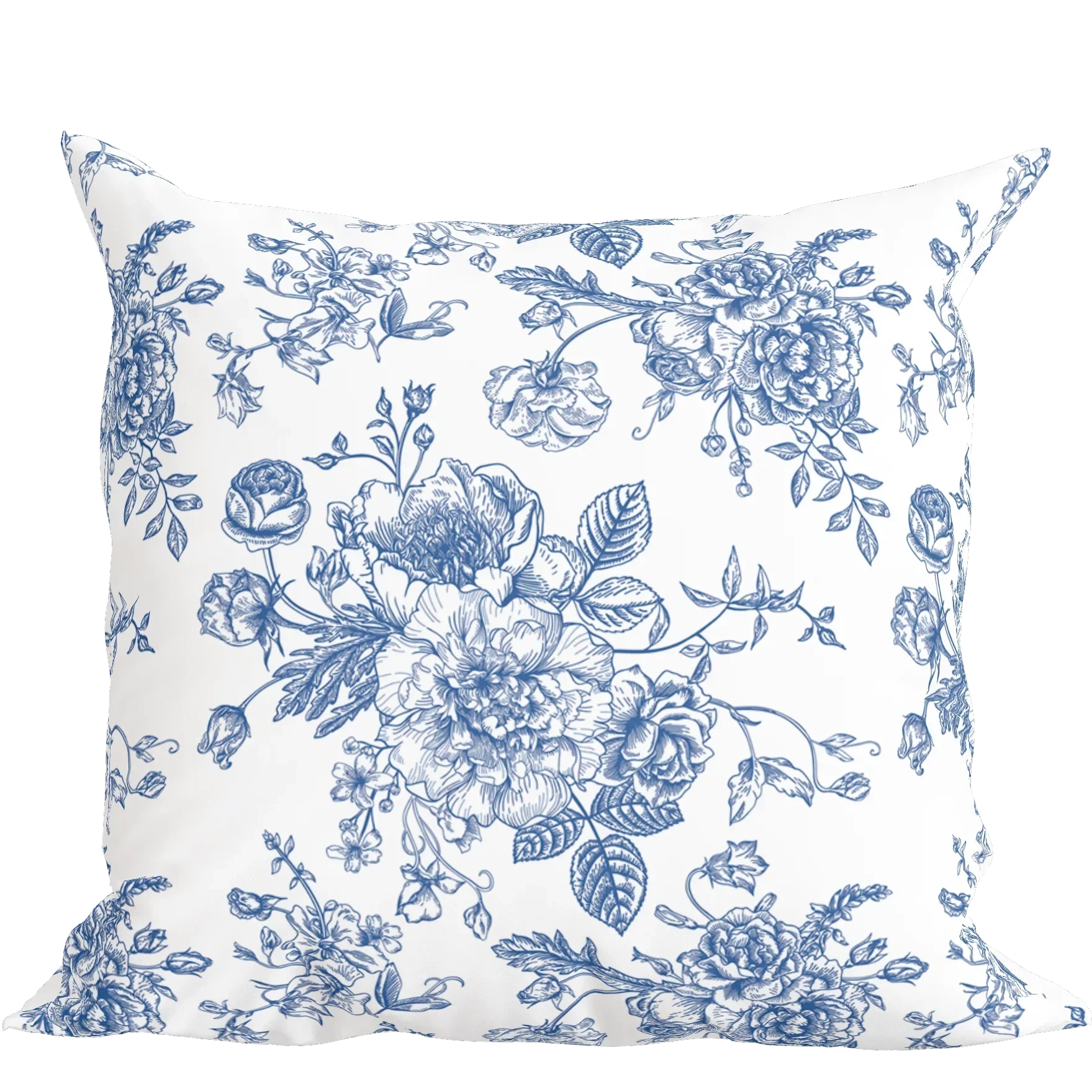 Blue Toile Floral Pillow in Rosecrest - The Mayfair Hall