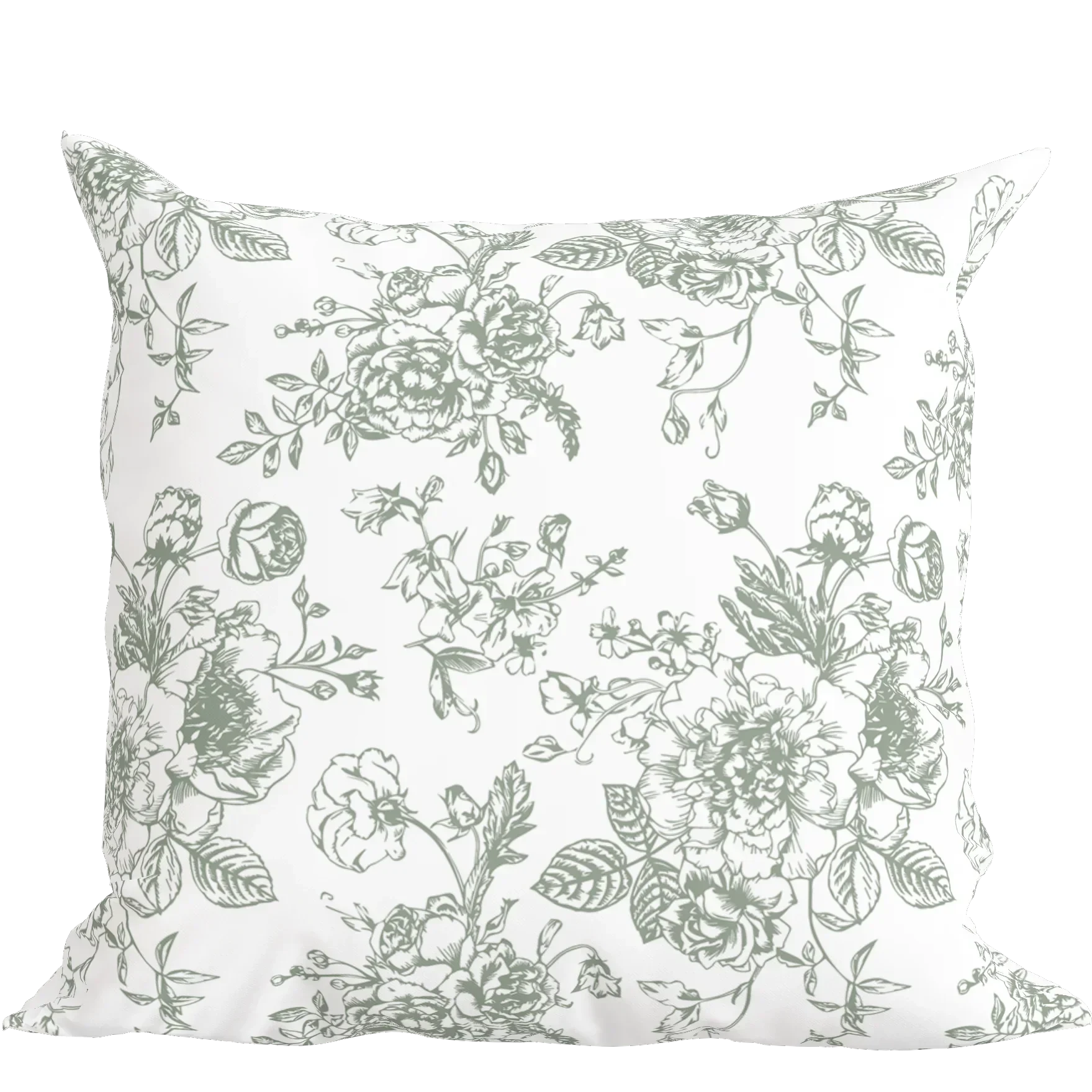 Green Floral Toile Pillow in Rosecrest - The Mayfair Hall