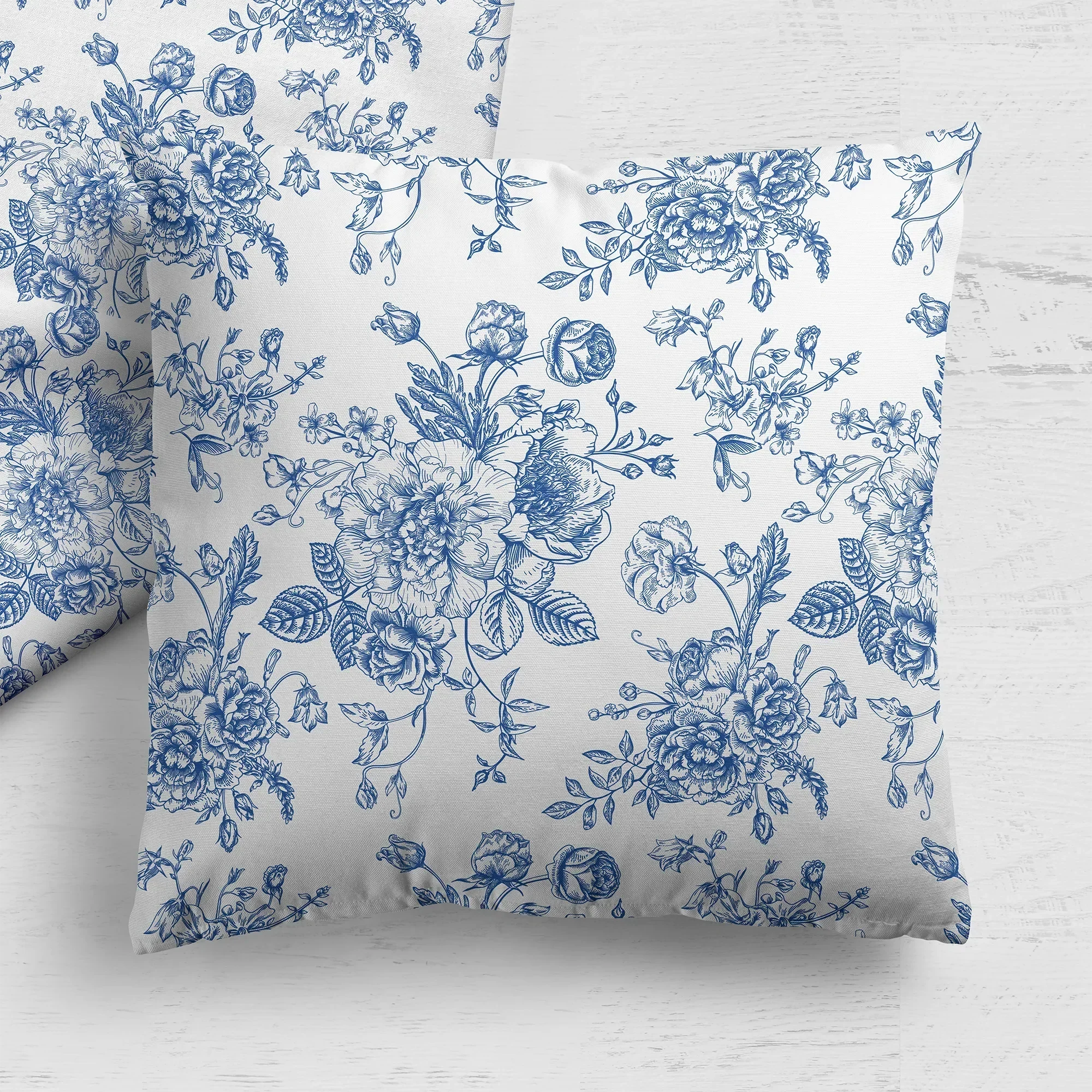 Blue Toile Floral Pillow in Rosecrest - The Mayfair Hall