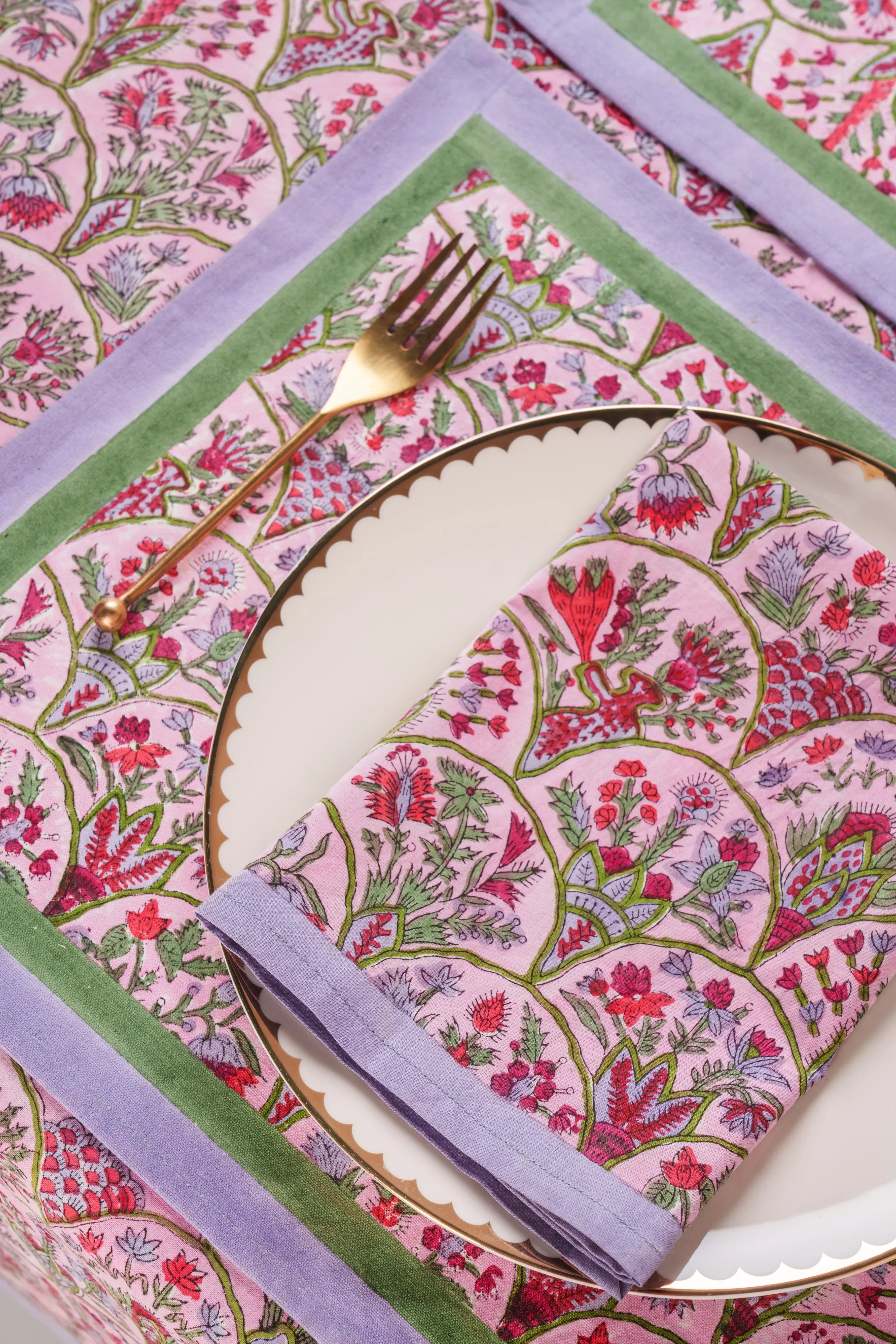 Pink Arch Blockprint Napkins, Set of 4 - The Mayfair Hall