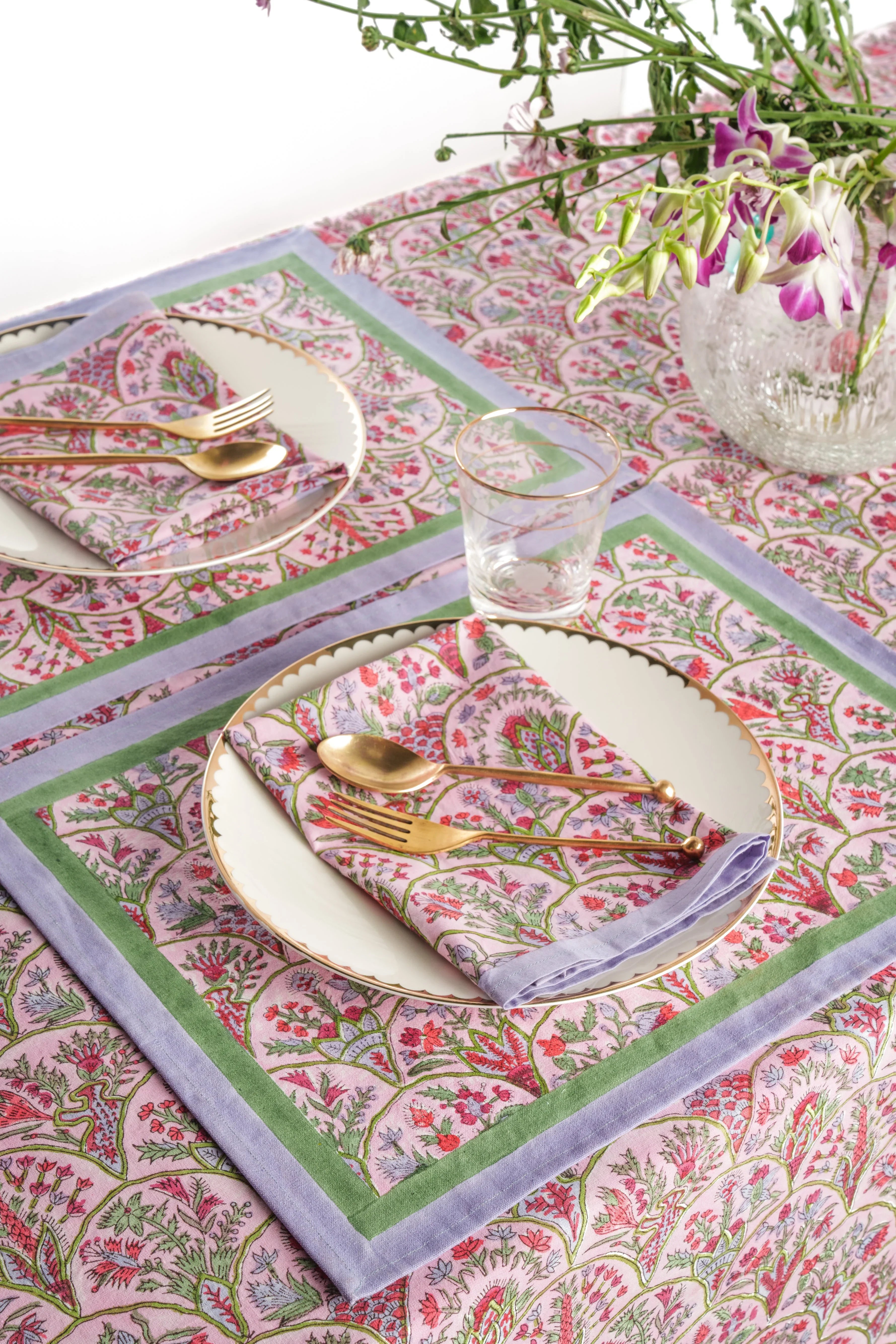 Pink Arch Blockprint Napkins, Set of 4 - The Mayfair Hall