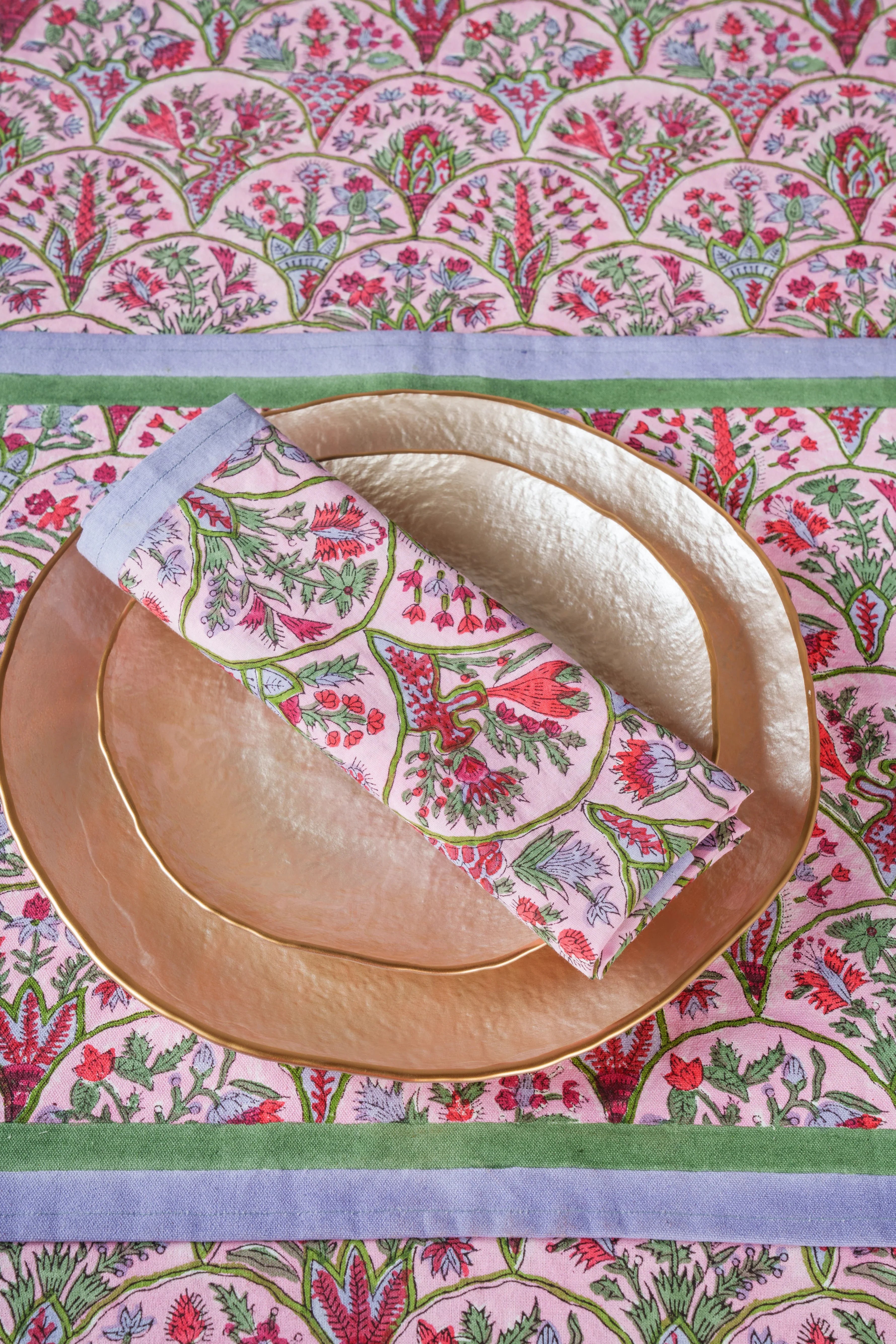 Pink Arch Blockprint Napkins, Set of 4 - The Mayfair Hall