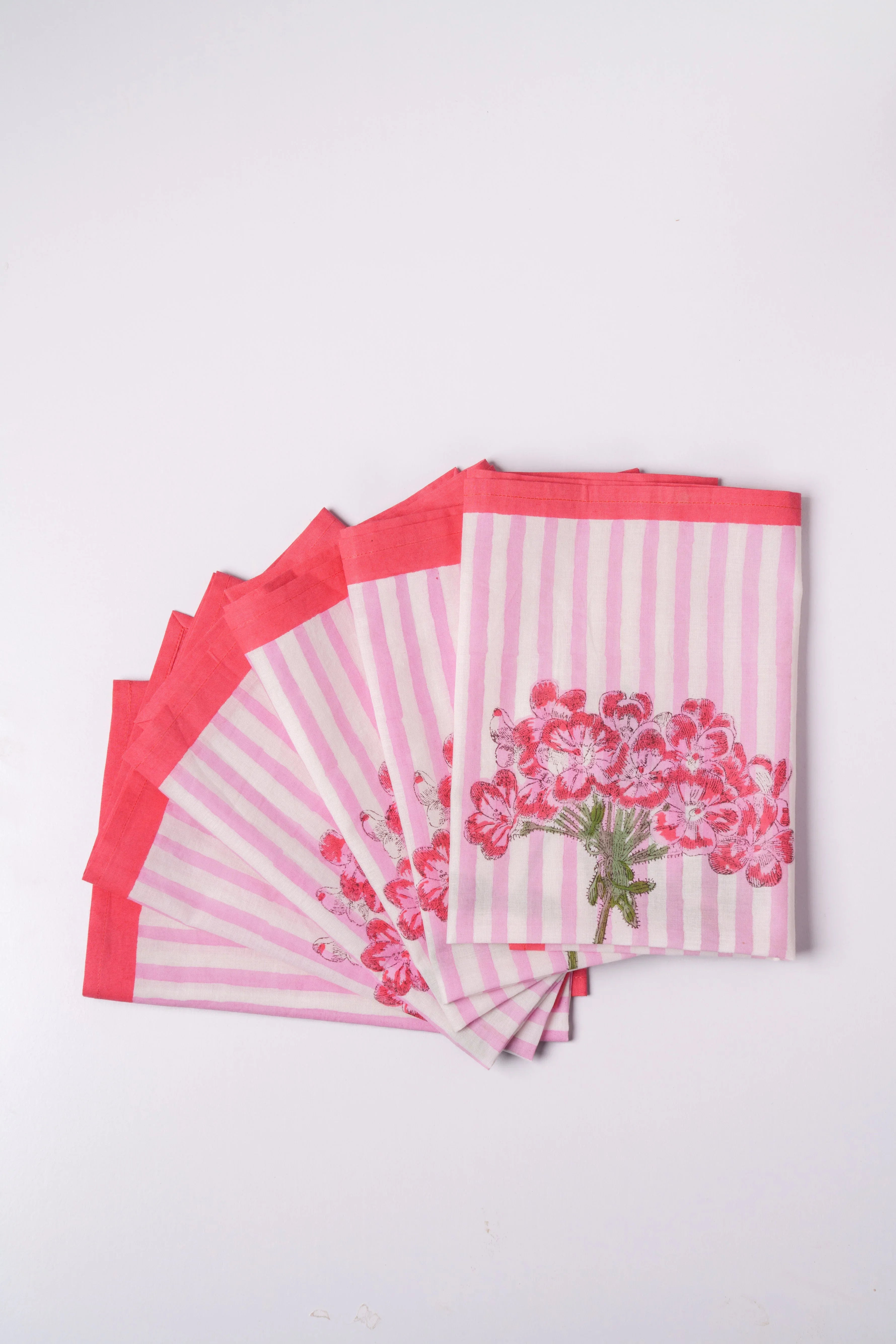 Pink Hydrangea Blockprint Napkins, Set of 4 - The Mayfair Hall
