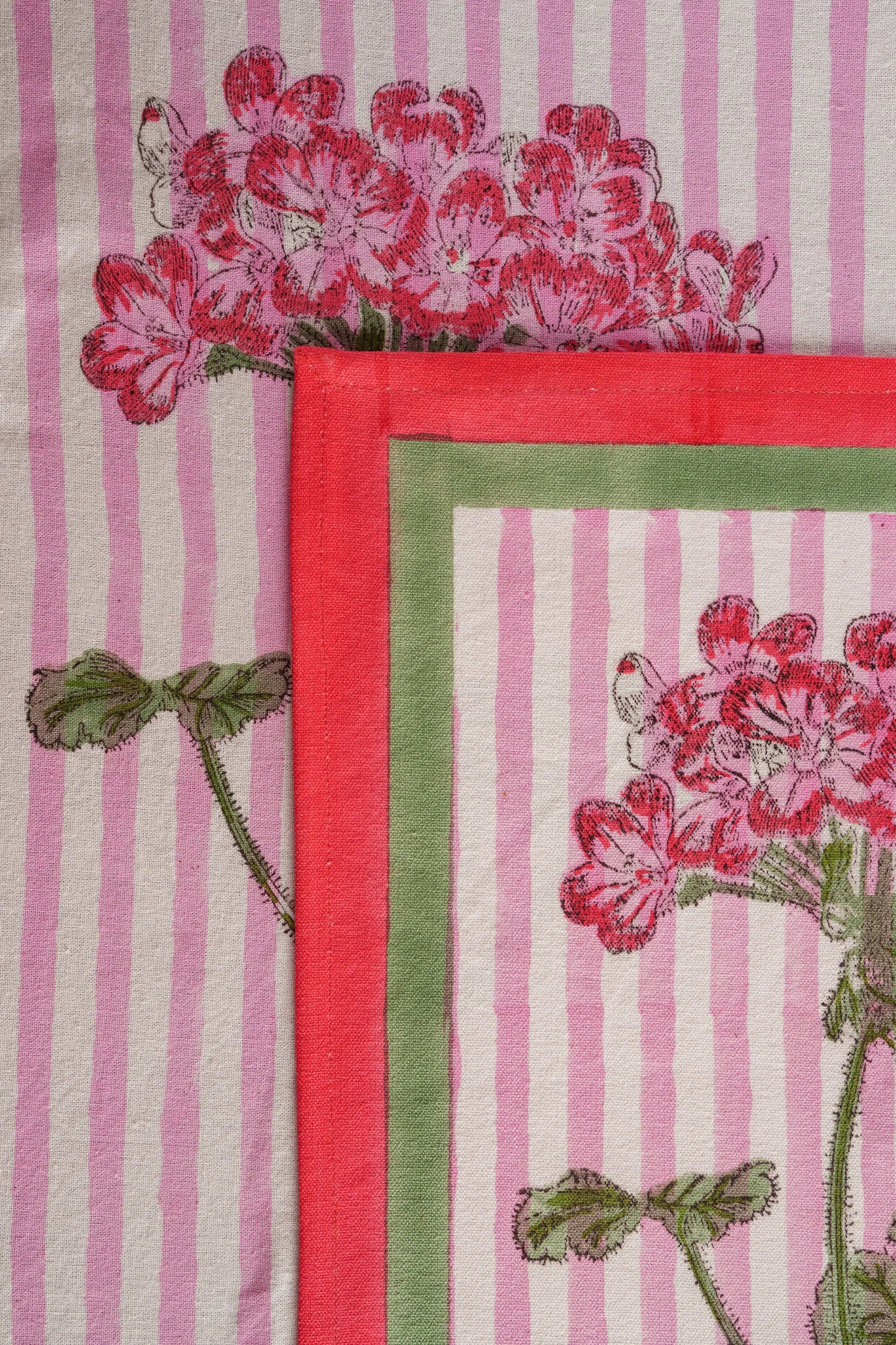 Pink Hydrangea Blockprint Placemat - The Mayfair Hall