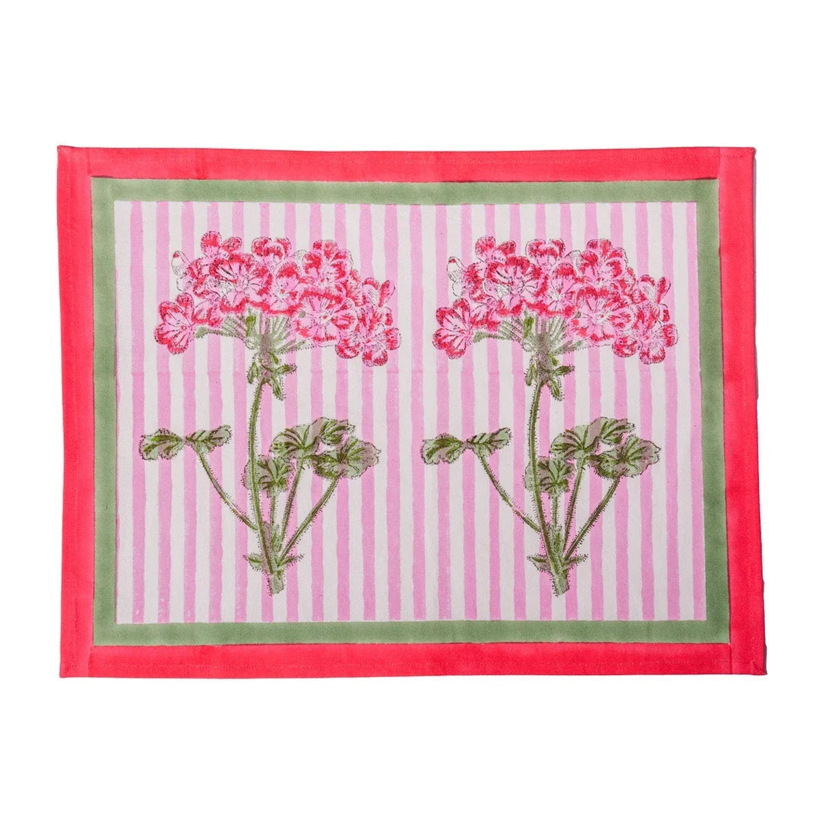 Pink Hydrangea Blockprint Placemat - The Mayfair Hall