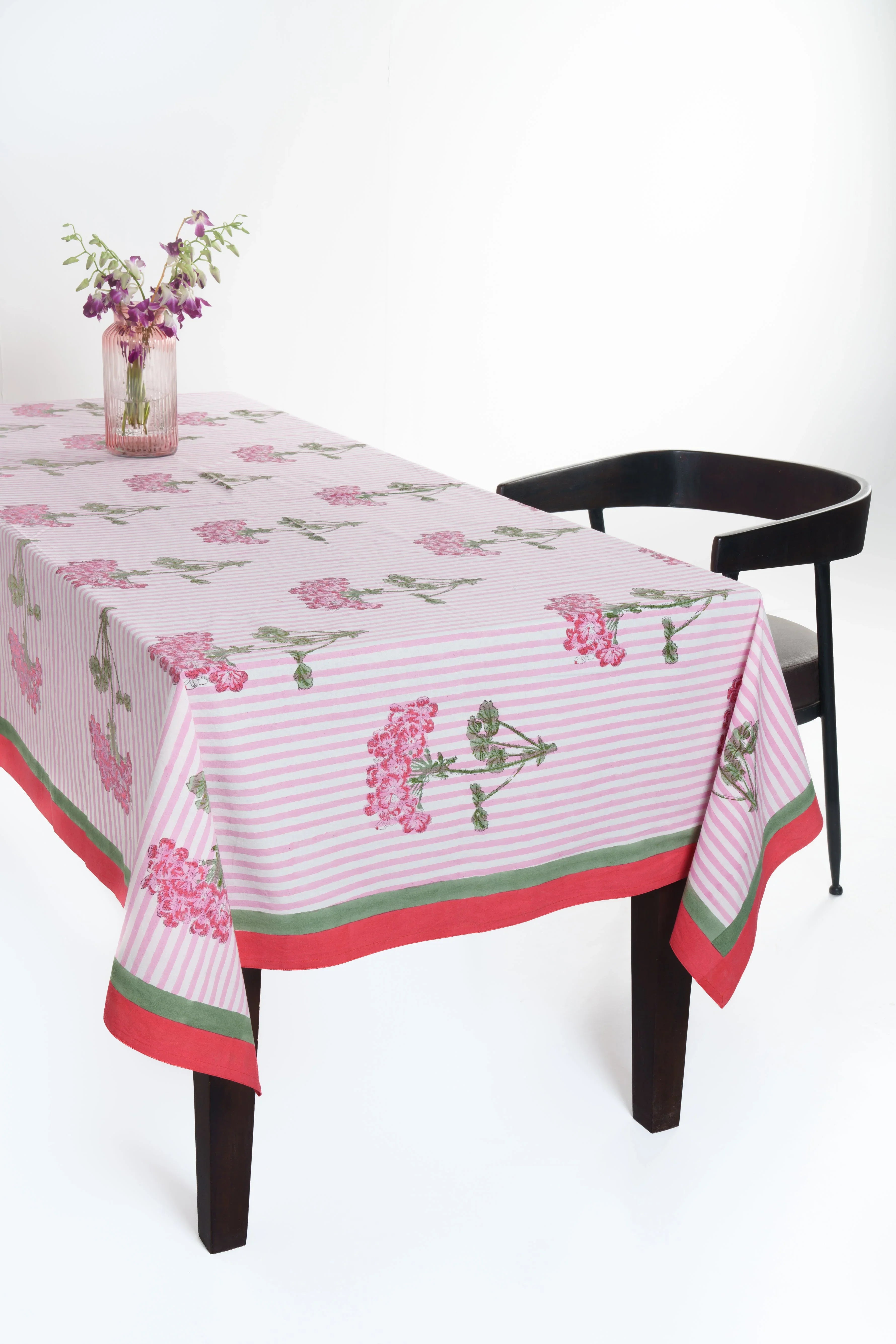 Pink Hydrangea Blockprint Tablecloth - The Mayfair Hall