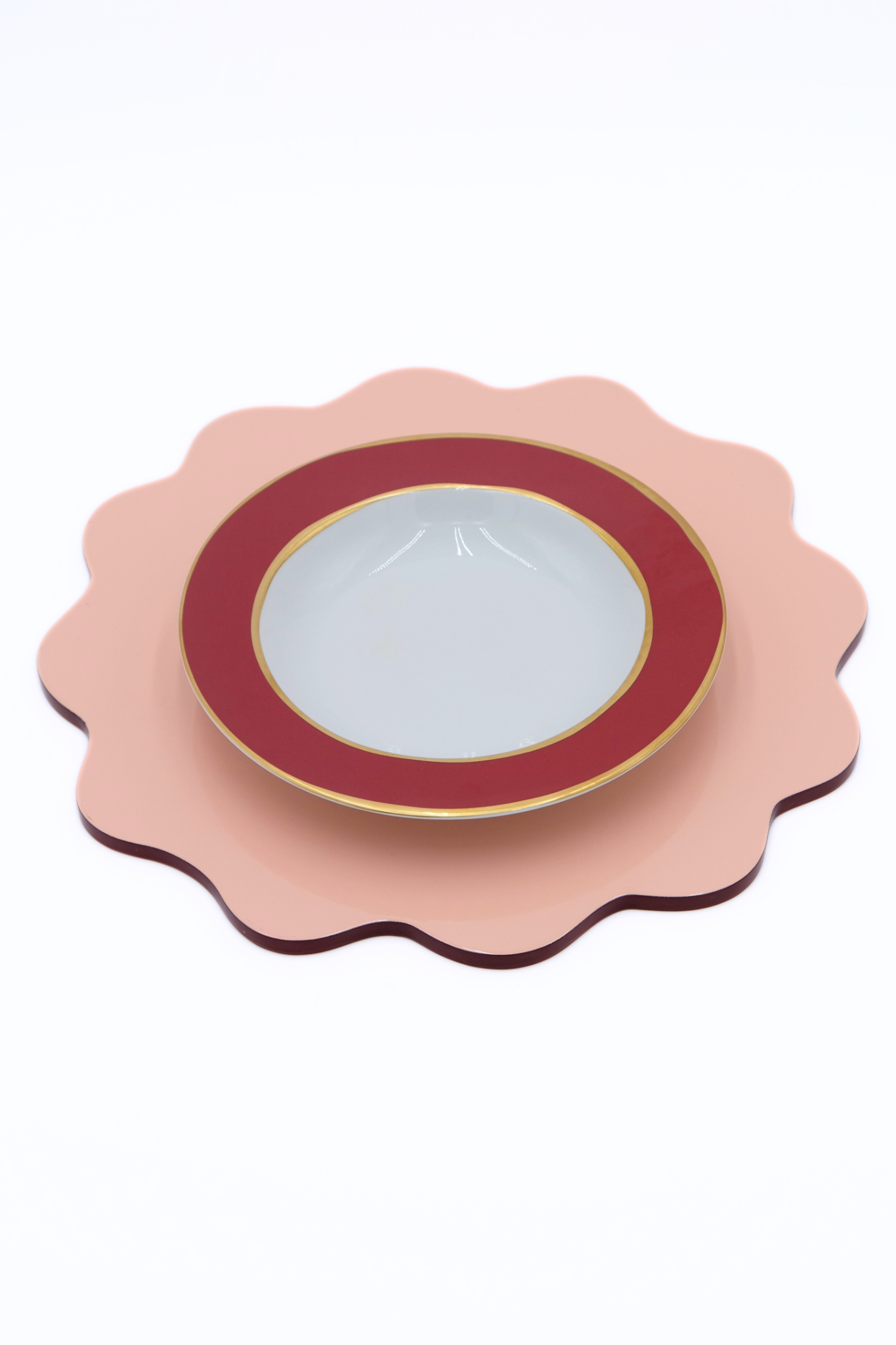 Blush Pink Scalloped Lacquerware Placemat Set