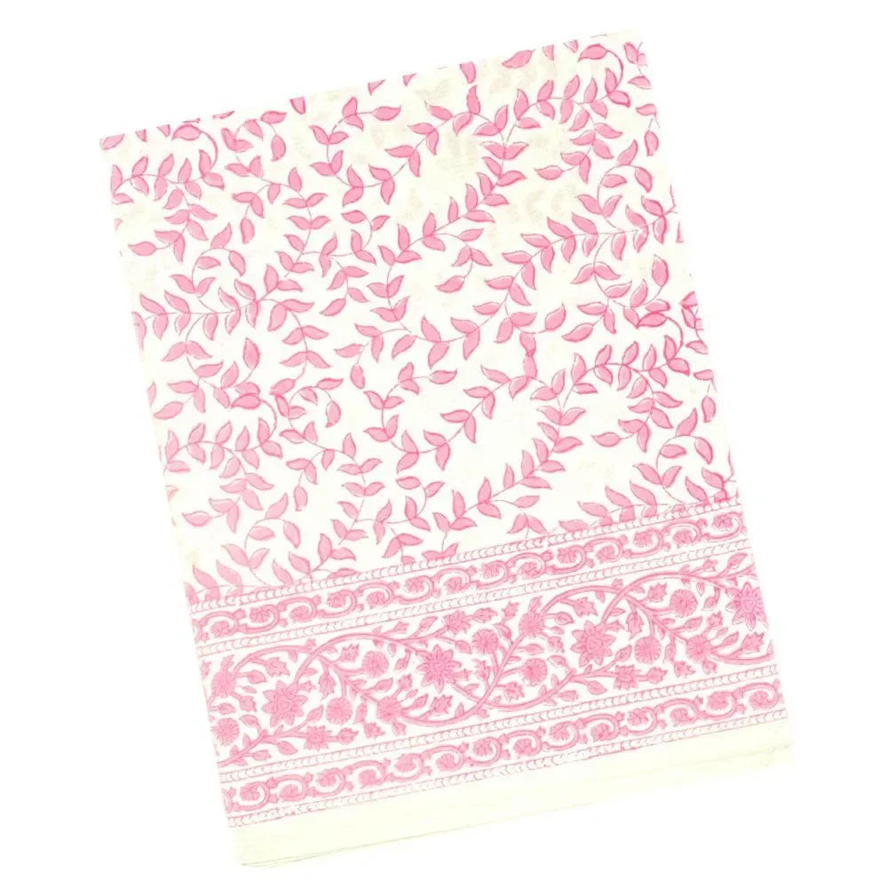Pink Leaves Cotton Tablecloth - The Mayfair Hall