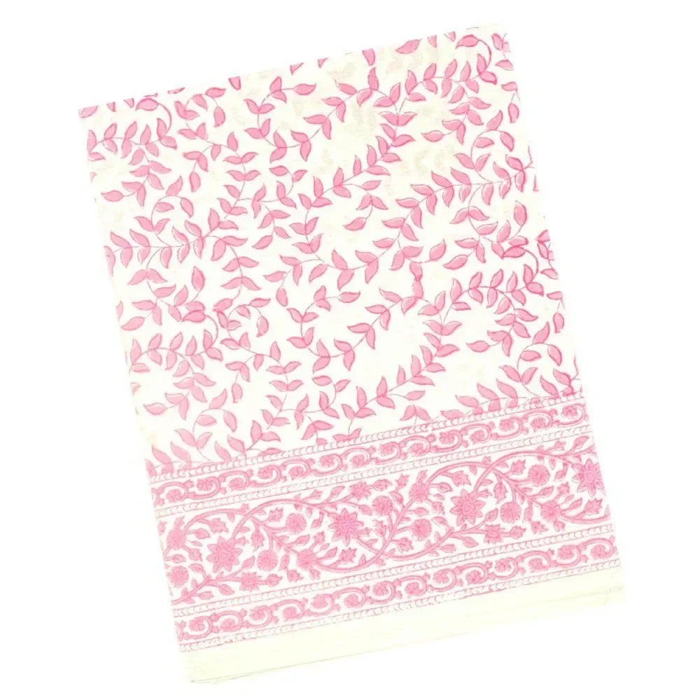 Pink Leaves Cotton Tablecloth - The Mayfair Hall