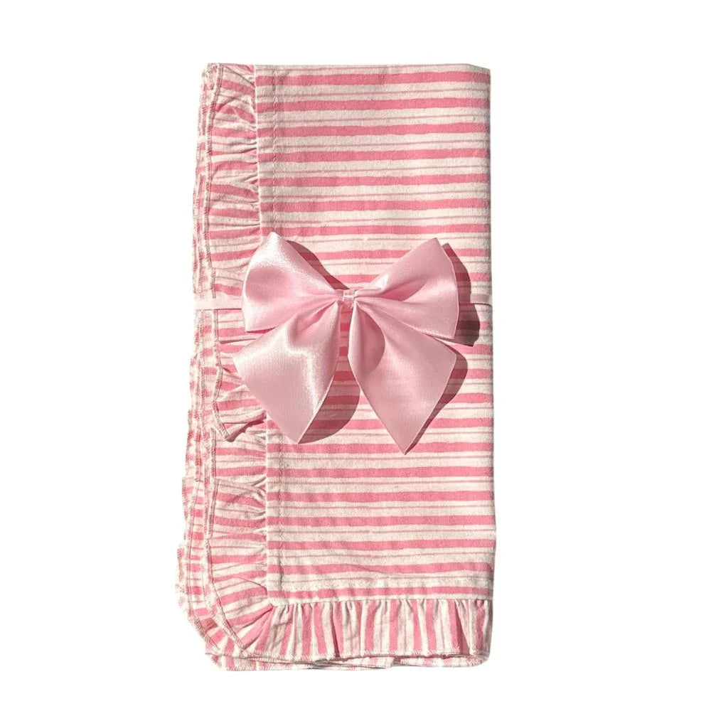 Pink Stripes with Ruffle - Napkin - Set of 4 - The Mayfair Hall