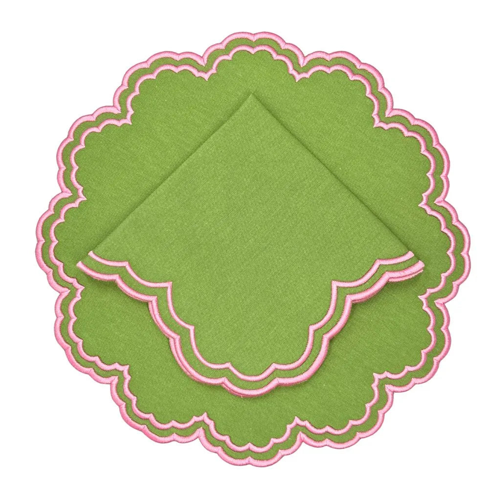Bettina Napkin - Green & Pink (Set of 4) - The Mayfair Hall