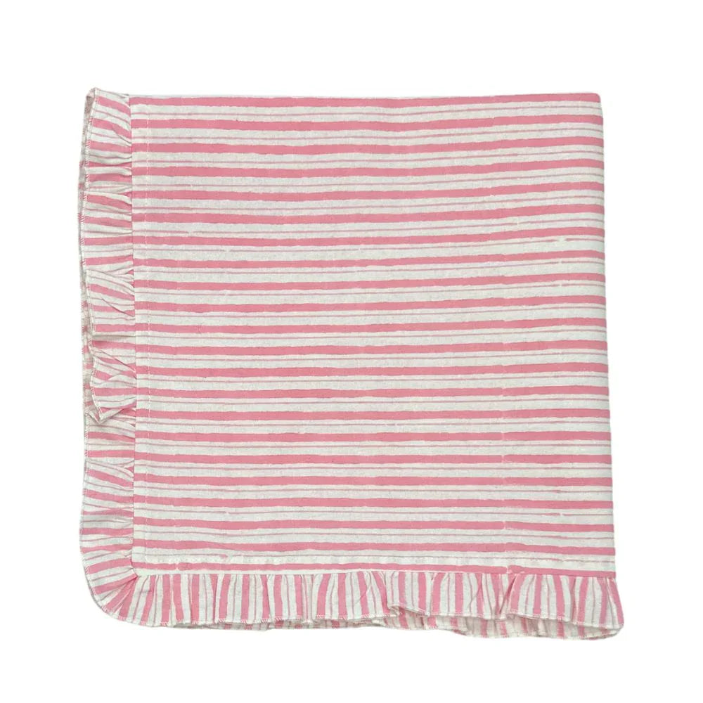 Pink Stripes with Ruffle - Napkin - Set of 4 - The Mayfair Hall