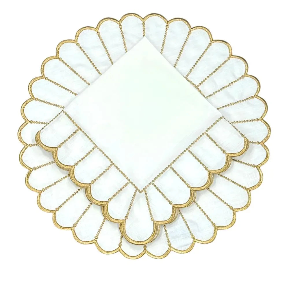 Studio Collection Pippa Linen Napkin in White and Gold (Set of 4) - The Mayfair Hall