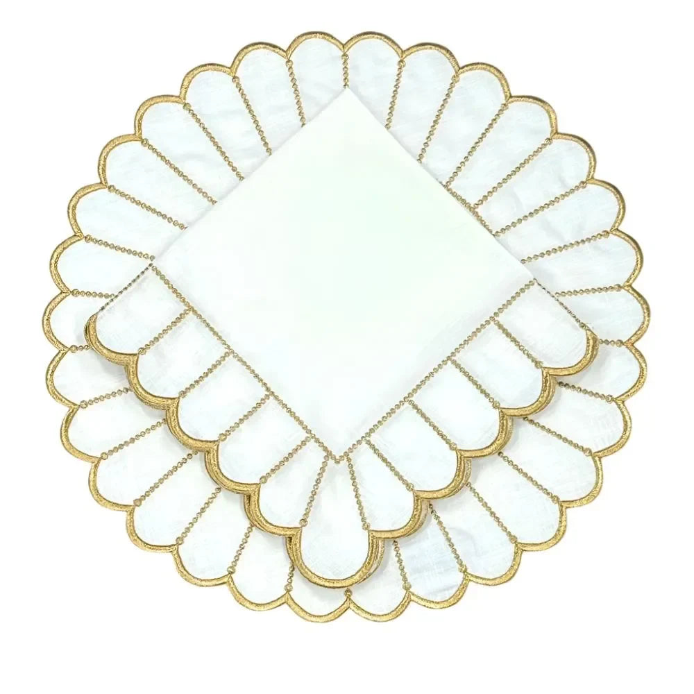 Studio Collection Pippa Linen Napkin in White and Gold (Set of 4) - The Mayfair Hall