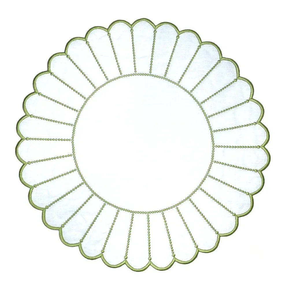 Studio Collection Pippa Linen Placemat in White and Green (Set of 4) - The Mayfair Hall