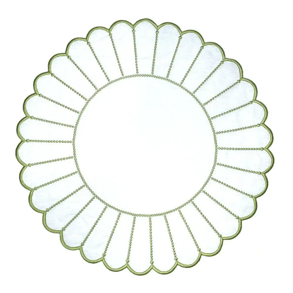 Studio Collection Pippa Linen Placemat in White and Green (Set of 4) - The Mayfair Hall
