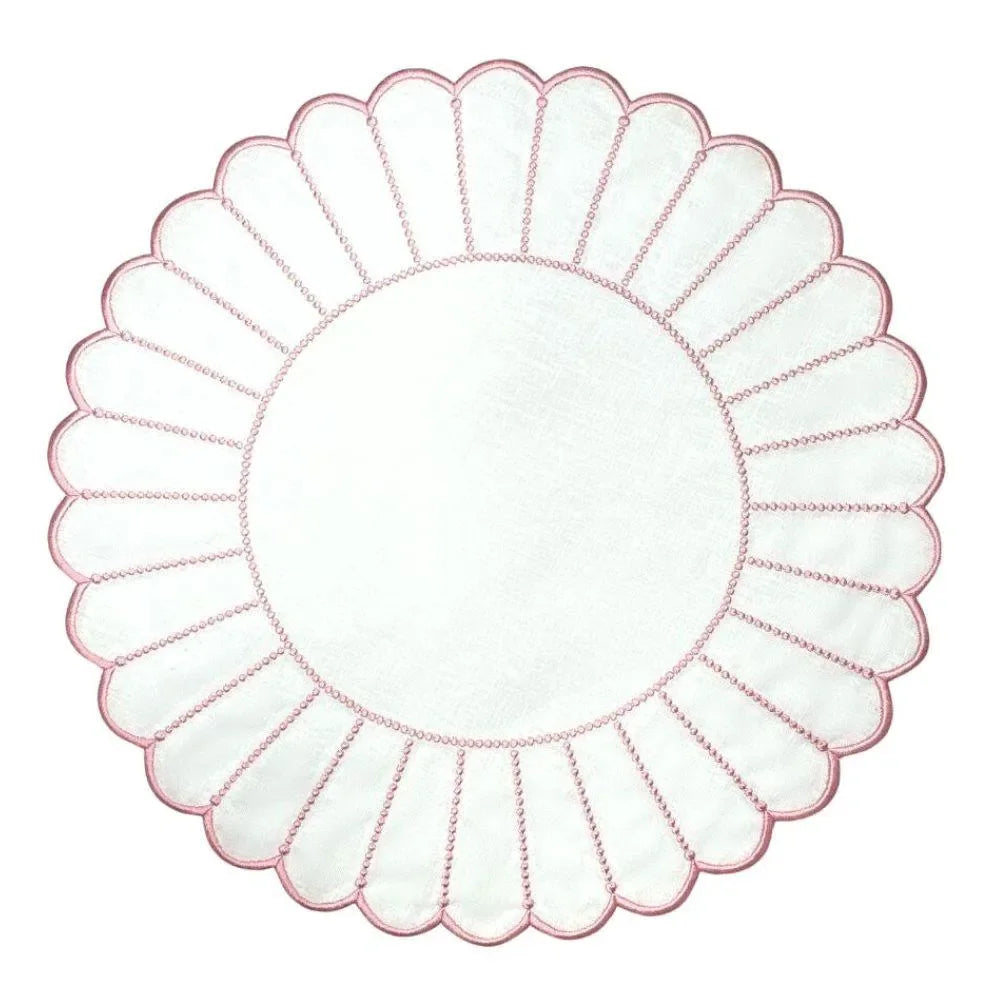 Studio Collection Pippa Linen Placemat in White and Pink (Set of 4) - The Mayfair Hall