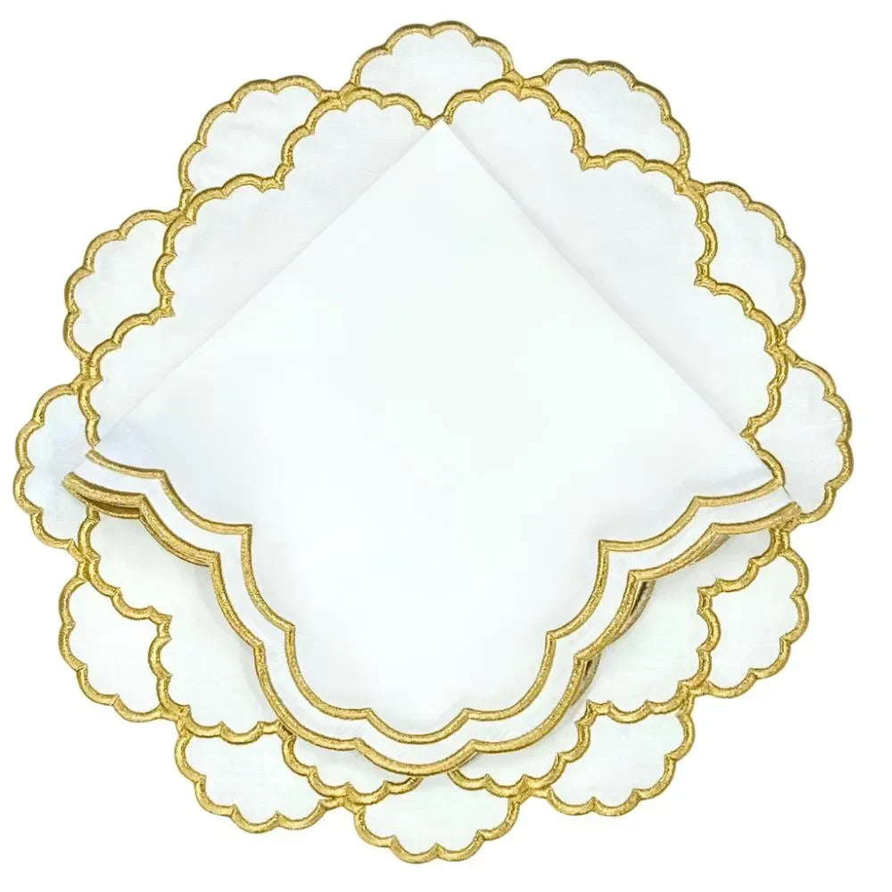 Studio Collection Lillian Linen Placemat in White and Gold (Set of 4) - The Mayfair Hall