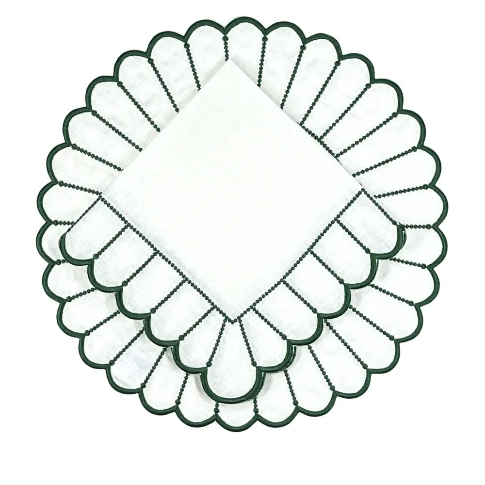 Studio Collection: Pippa Napkin - White/Dark Green (Set of 4) - The Mayfair Hall