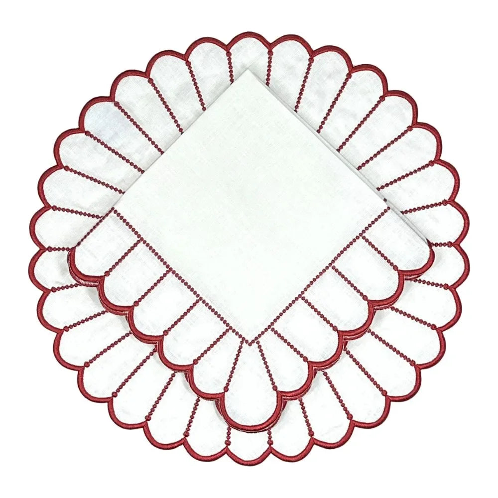 Studio Collection: Pippa Placemat - White/Red (Set of 4) - The Mayfair Hall