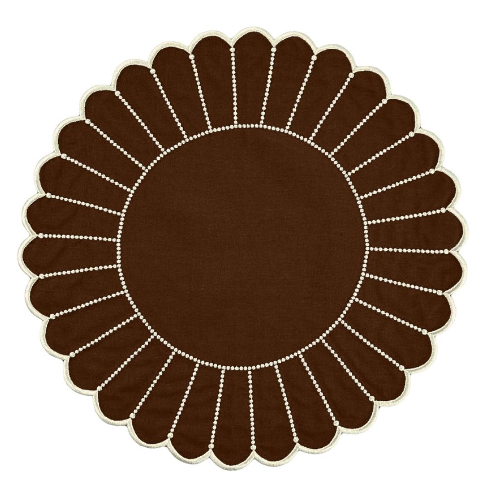 100% Linen - Studio Collection: Pippa Placemat - Cocoa/White (Set of 4)