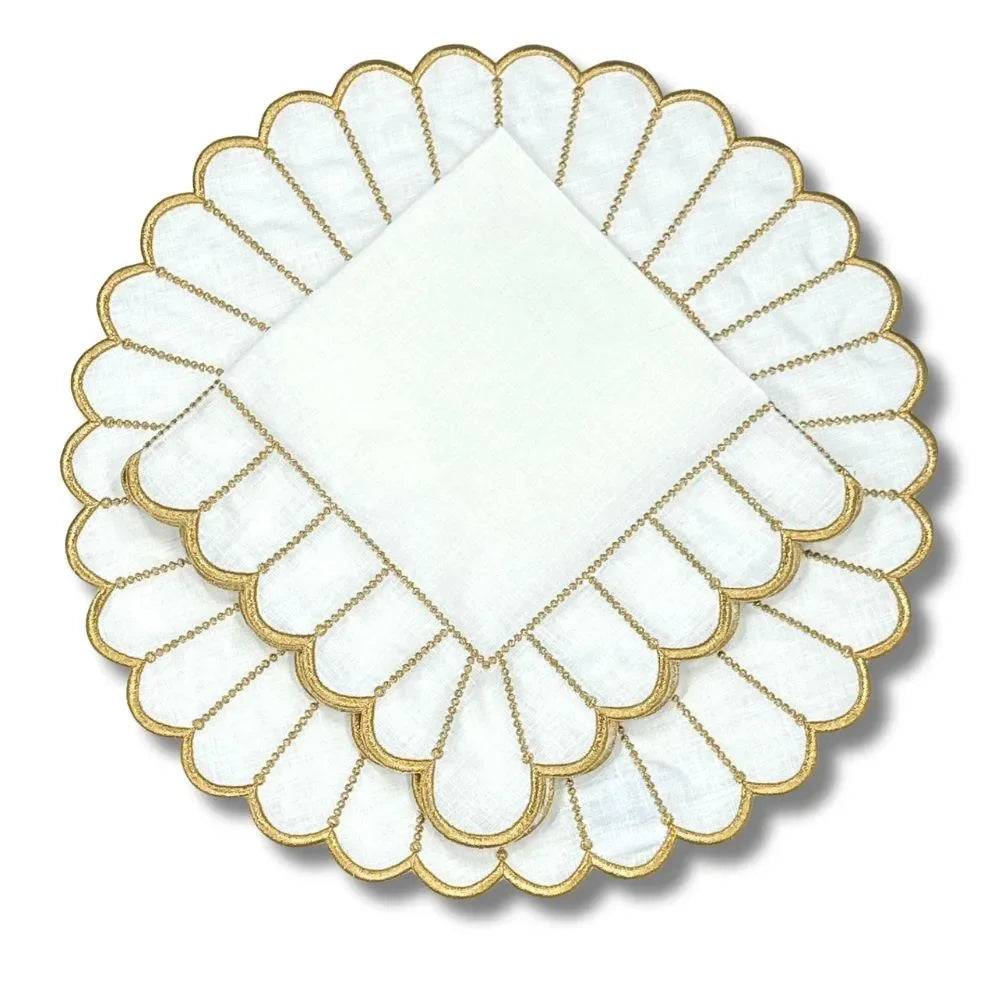 Studio Collection Pippa Linen Placemat in White and Gold (Set of 4) - The Mayfair Hall