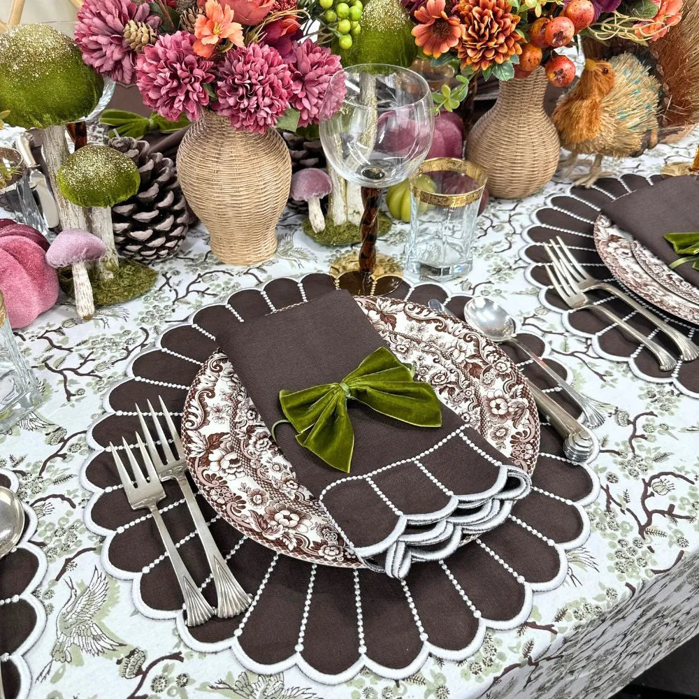 100% Linen - Studio Collection: Pippa Napkin - Cocoa/White (Set of 4)