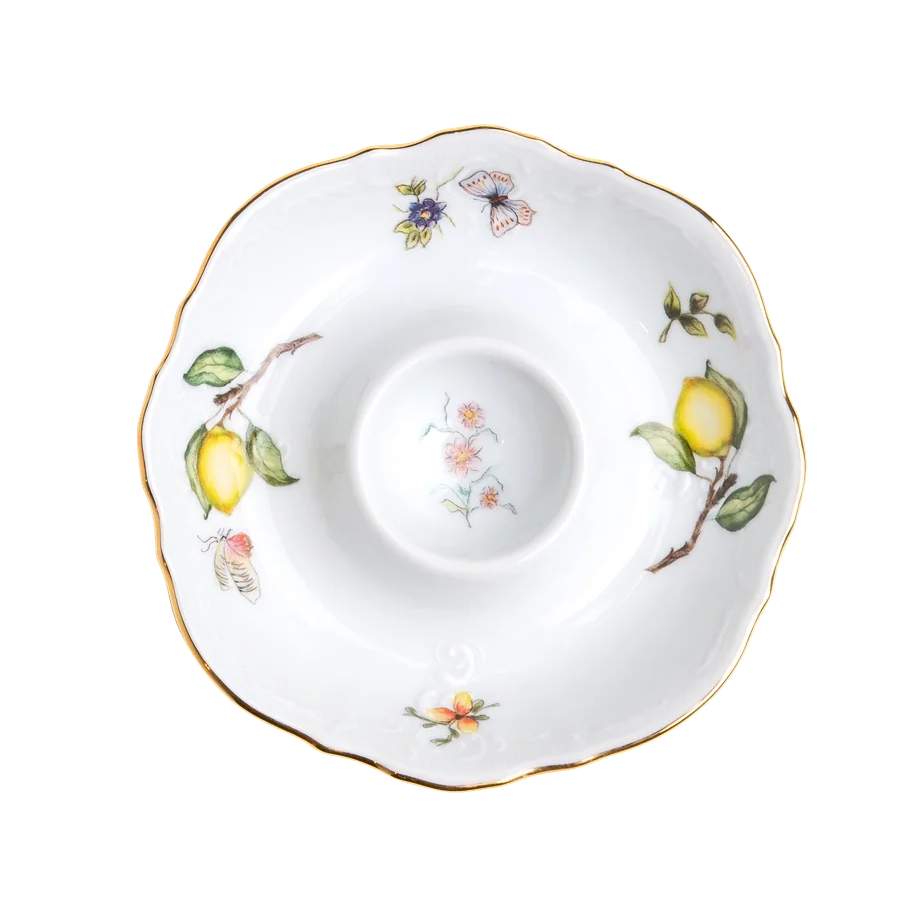 Limoeiro Porcelain Egg Cup with Gold Accents by Tania Bulhões