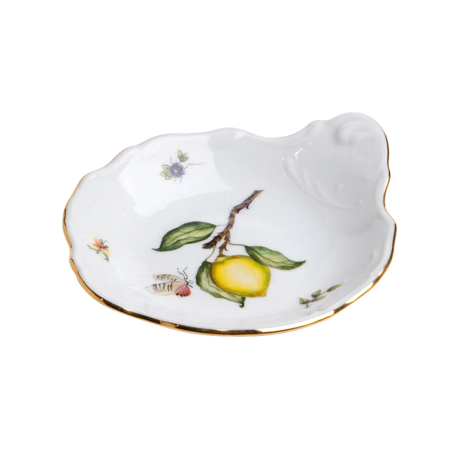 Limoeiro Porcelain Bread Plate with Gold Accents by Tania Bulhões
