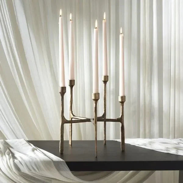 Quyn Metal Candleholder in Brass - The Mayfair Hall