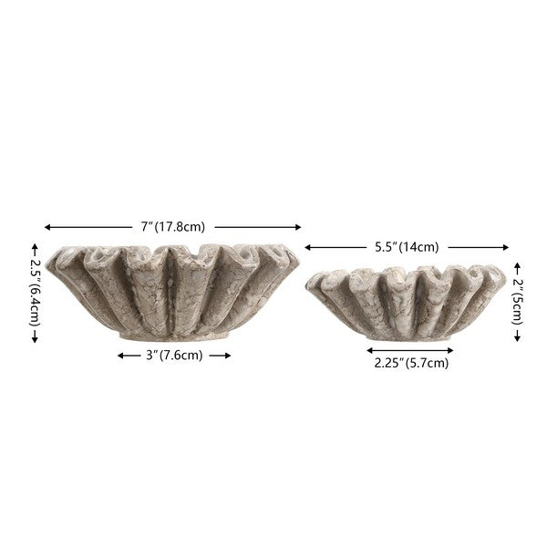 Soho Resin Ruffle Bowl in Greige (Set of 2)