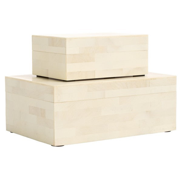 Sabi Decorative Box in Antique Ivory and Faux Bone (Set of 2)