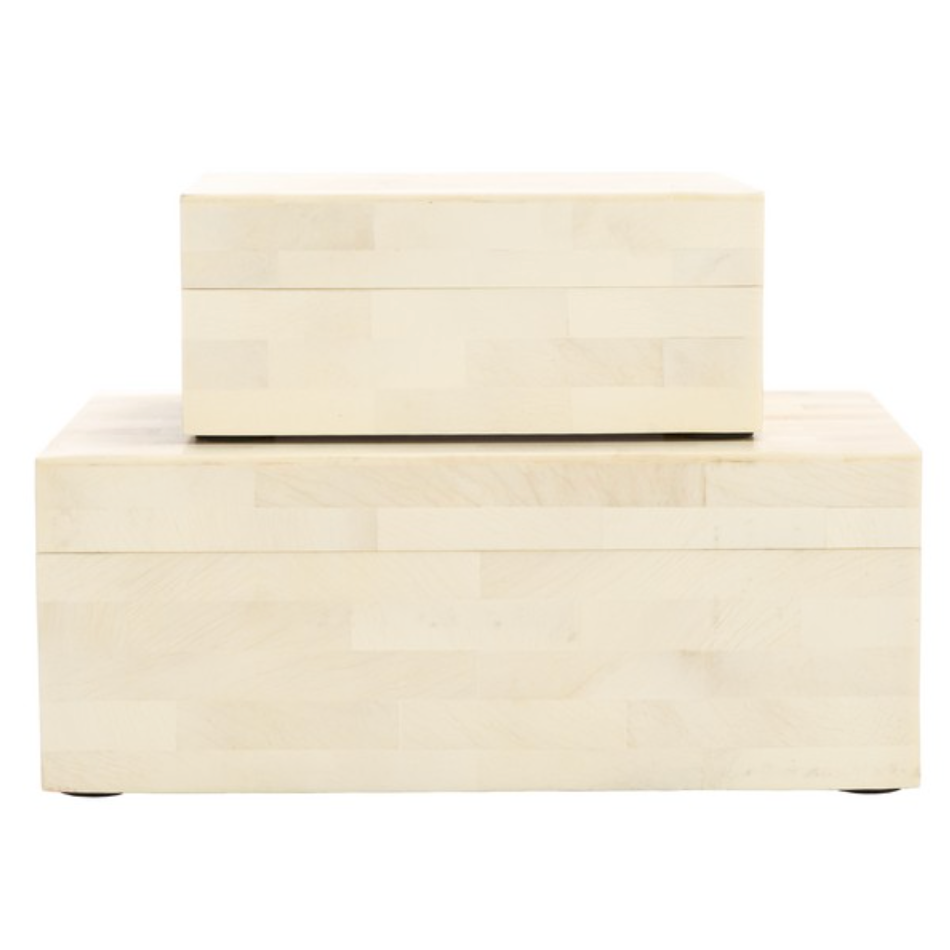 Sabi Decorative Box in Antique Ivory and Faux Bone (Set of 2)