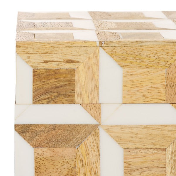 Aria Decorative Box in Antique Ivory and Natural Brown (Set of 2)