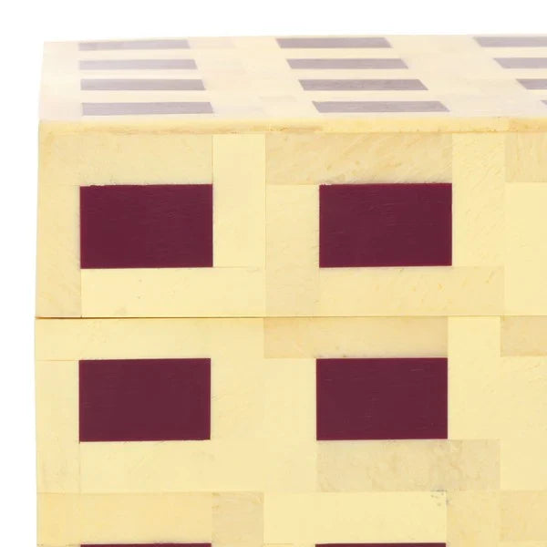 Sati Resin Decorative Box in Yellow and Burgundy (Set of 2)