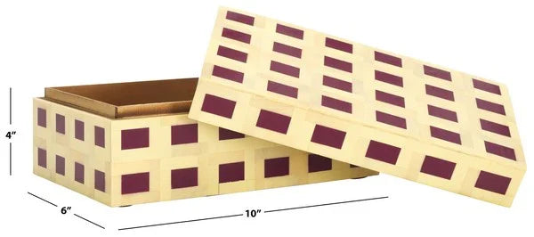 Sati Resin Decorative Box in Yellow and Burgundy (Set of 2)
