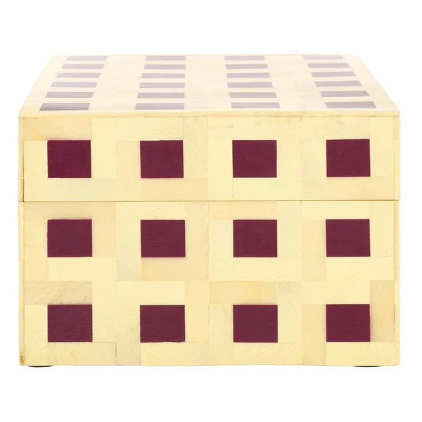 Sati Resin Decorative Box in Yellow and Burgundy (Set of 2)