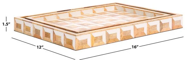 Aria Resin Tray in Antique Ivory and Natural Brown (Set of 2)