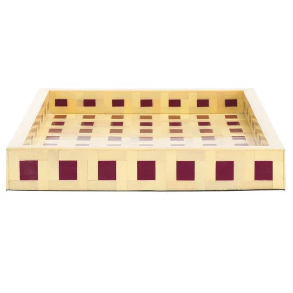 Sati Resin Tray in Yellow and Burgundy