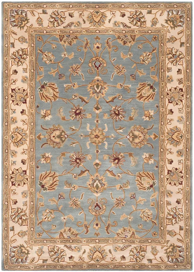Royalty Wool Rug in Blue and Beige - The Mayfair Hall