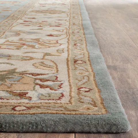 Royalty Wool Rug in Blue and Beige - The Mayfair Hall