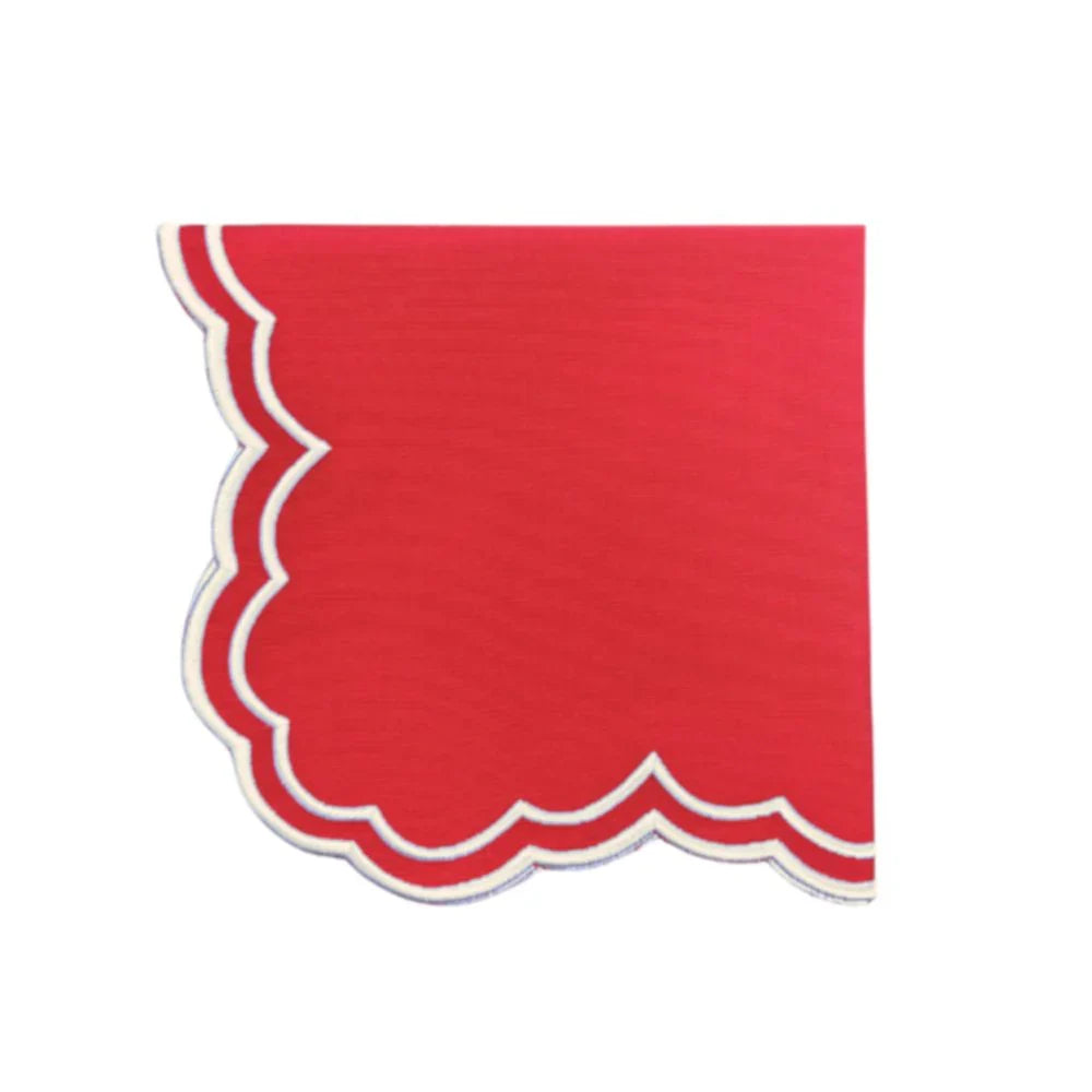 Bettina Scalloped Red Napkin (Set of 4)