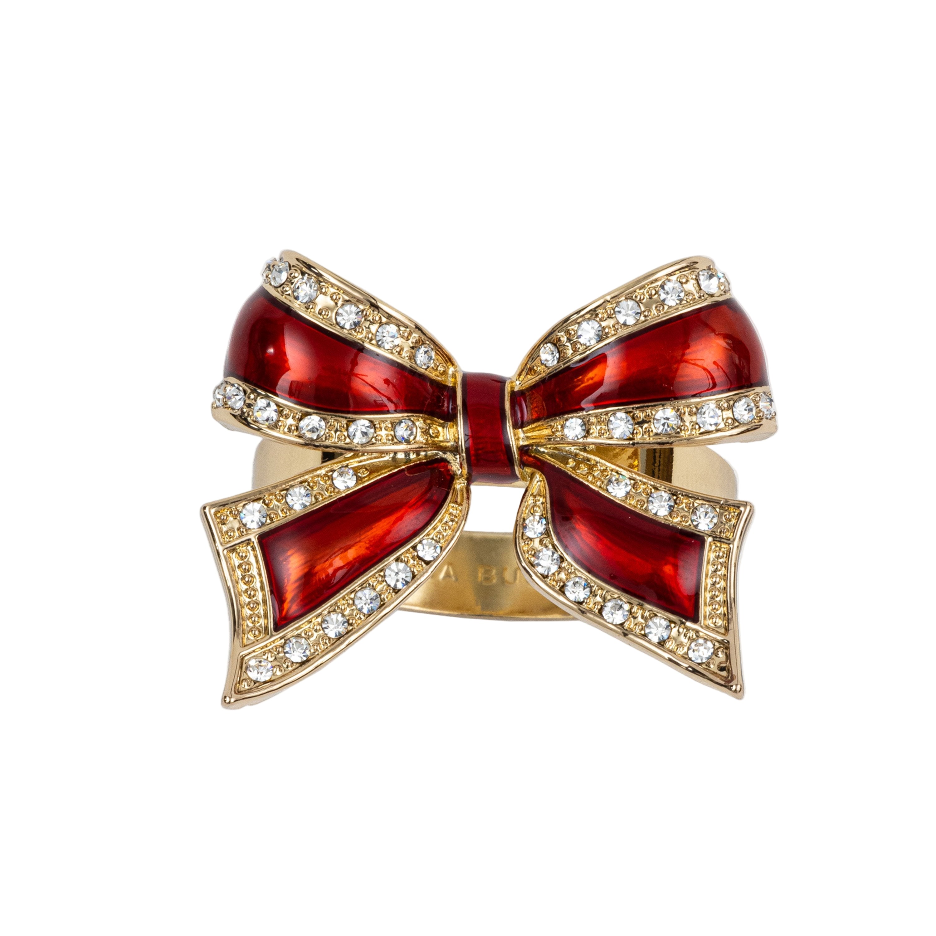 Enamel Bow Red Napkin Rings (Set of 4)