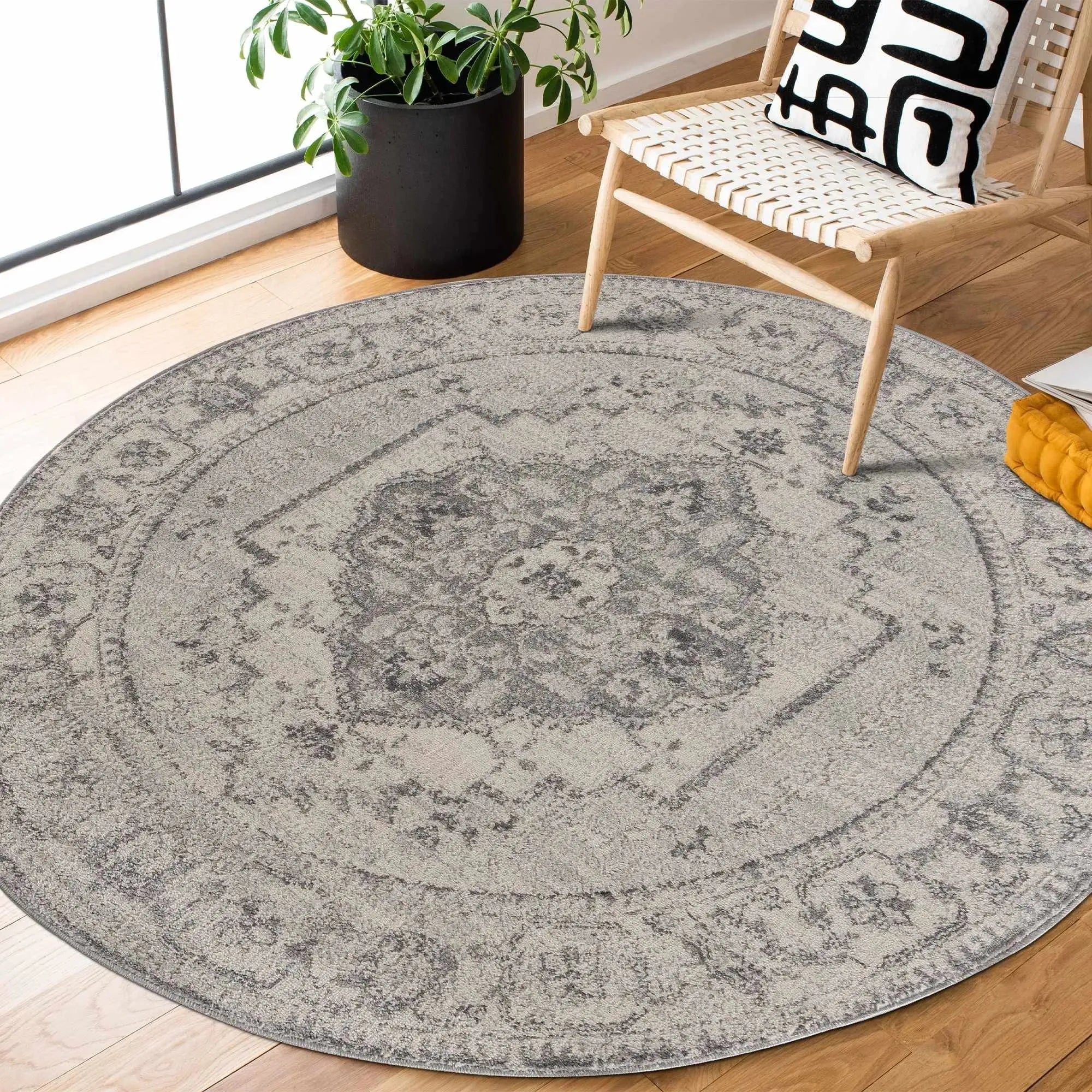 Ivory & Gray Medallion Rug TGS2315 - Limited Edition - The Mayfair Hall