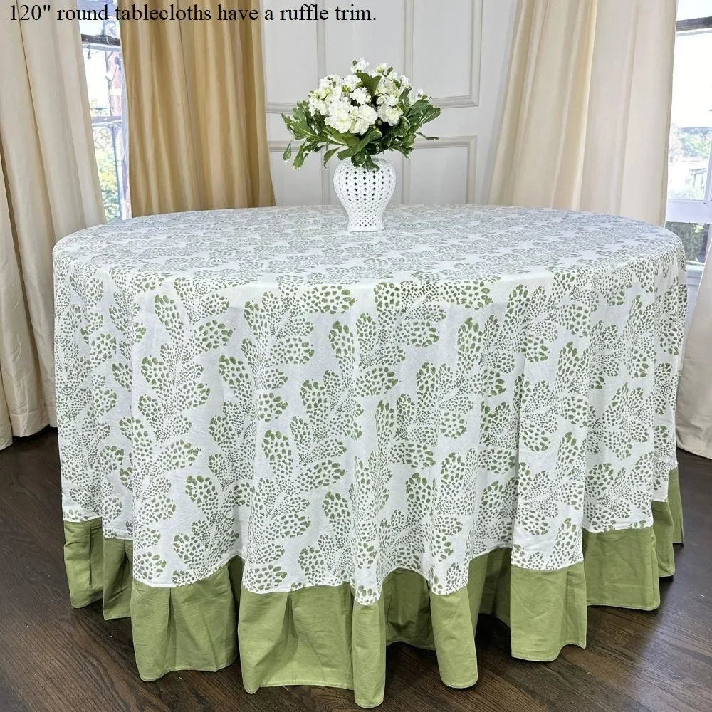 Kelli Cotton Tablecloth in Sage - The Mayfair Hall